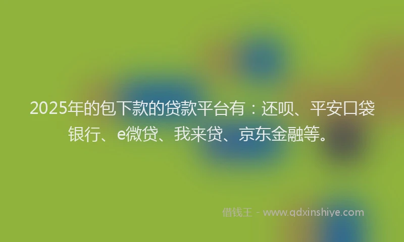 2025年的包下款的贷款平台有：还呗、平安口袋银行、e微贷、我来贷、京东金融等。