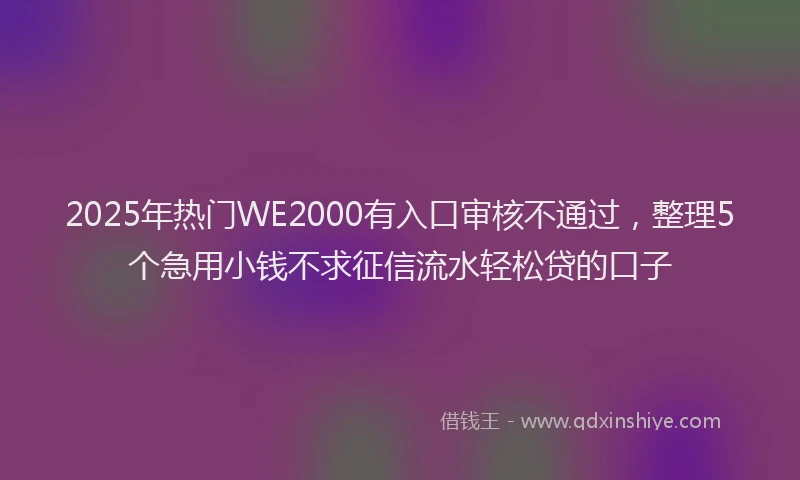 2025年热门WE2000有入口审核不通过，整理5个急用小钱不求征信流水轻松贷的口子