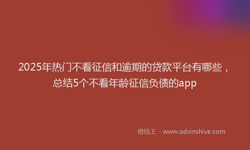 2025年热门不看征信和逾期的贷款平台有哪些，总结5个不看年龄征信负债的app