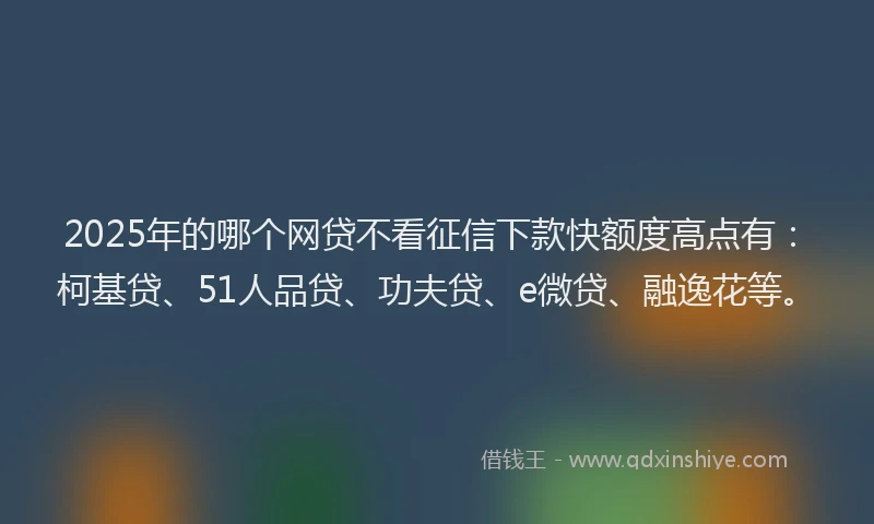 2025年的哪个网贷不看征信下款快额度高点有：柯基贷、51人品贷、功夫贷、e微贷、融逸花等。