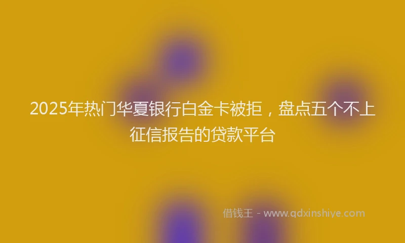 2025年热门华夏银行白金卡被拒，盘点五个不上征信报告的贷款平台