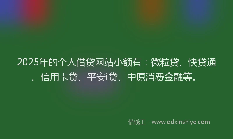 2025年的个人借贷网站小额有：微粒贷、快贷通、信用卡贷、平安i贷、中原消费金融等。