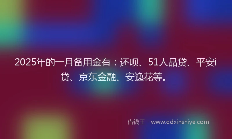 2025年的一月备用金有：还呗、51人品贷、平安i贷、京东金融、安逸花等。