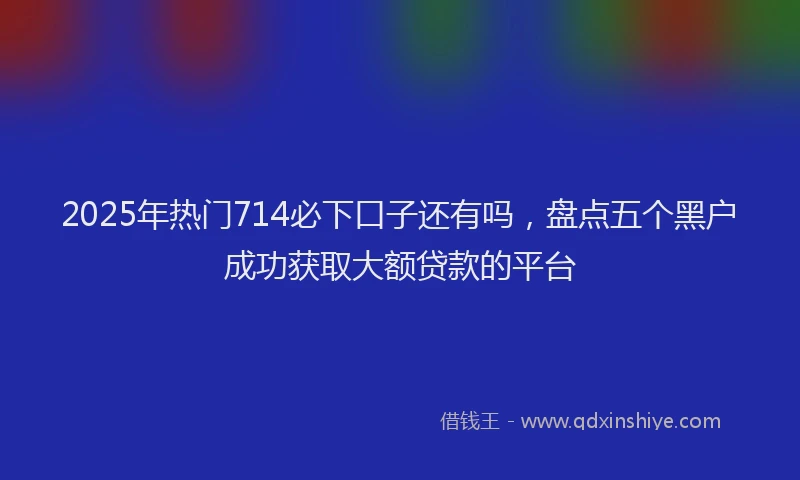 2025年热门714必下口子还有吗，盘点五个黑户成功获取大额贷款的平台