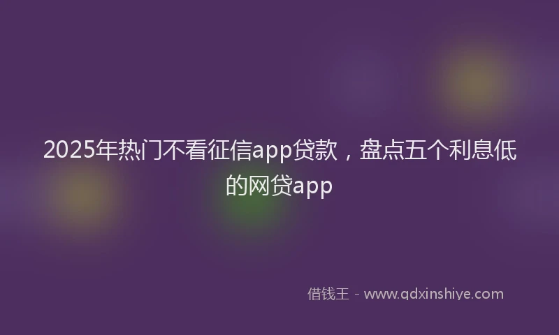 2025年热门不看征信app贷款，盘点五个利息低的网贷app