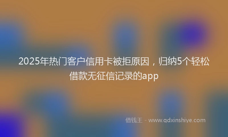 2025年热门客户信用卡被拒原因,归纳5个轻松借款无征信记录的app