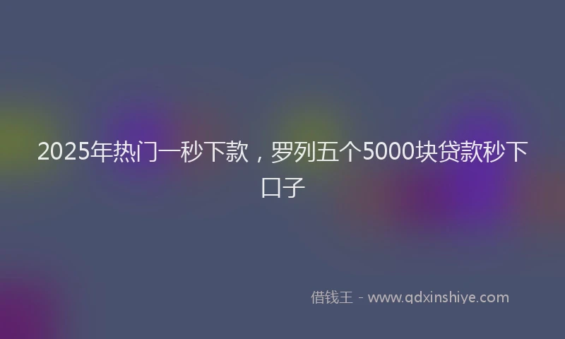 2025年热门一秒下款，罗列五个5000块贷款秒下口子