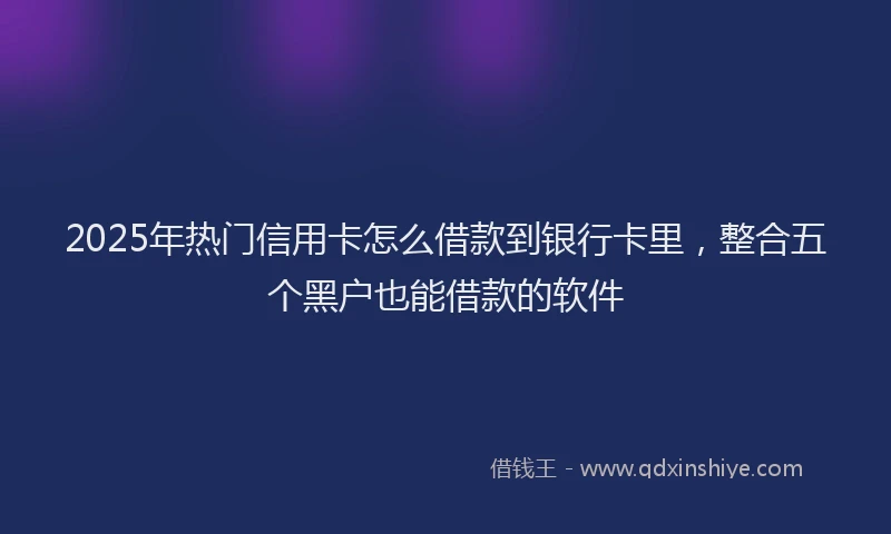 2025年热门信用卡怎么借款到银行卡里，整合五个黑户也能借款的软件