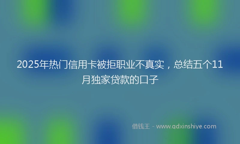 2025年热门信用卡被拒职业不真实，总结五个11月独家贷款的口子