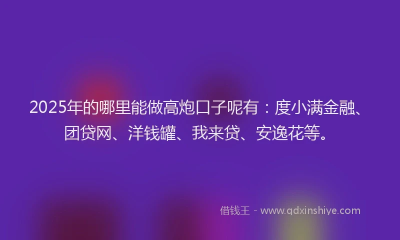 2025年的哪里能做高炮口子呢有：度小满金融、团贷网、洋钱罐、我来贷、安逸花等。