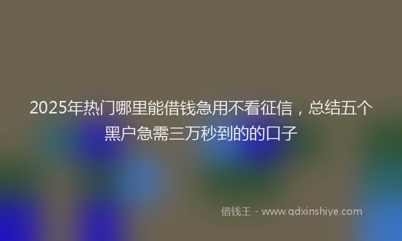 2025年热门哪里能借钱急用不看征信，总结五个黑户急需三万秒到的的口子