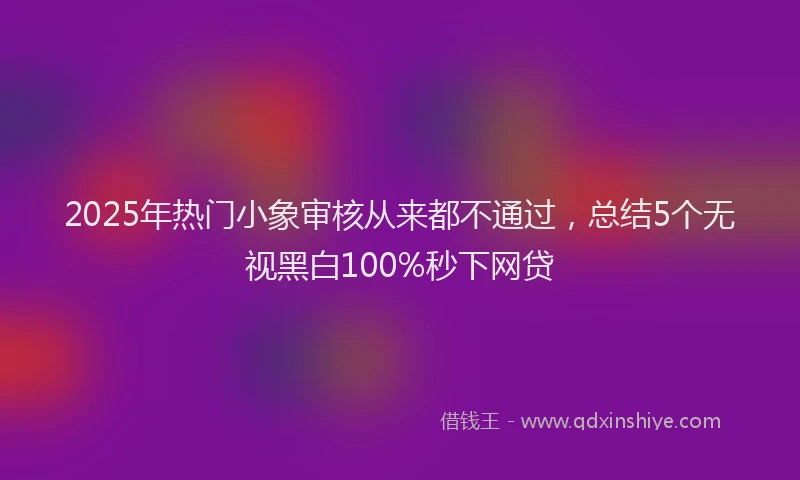 2025年热门小象审核从来都不通过，总结5个无视黑白100%秒下网贷