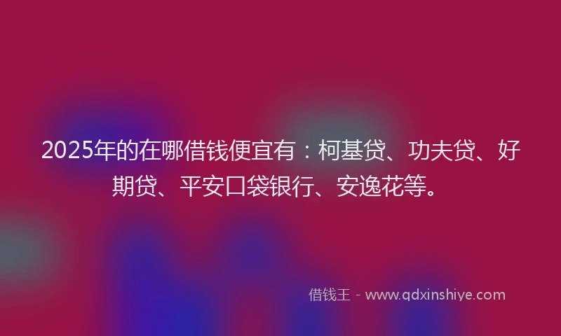 2025年的在哪借钱便宜有：柯基贷、功夫贷、好期贷、平安口袋银行、安逸花等。