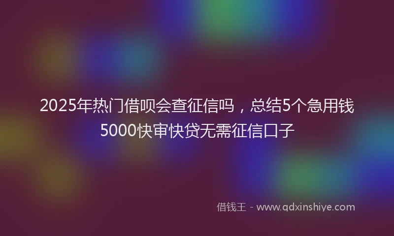 2025年热门借呗会查征信吗，总结5个急用钱5000快审快贷无需征信口子