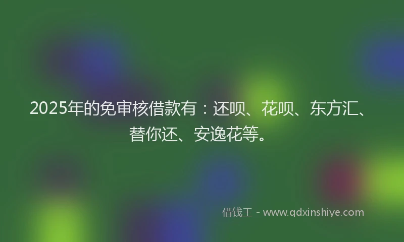 2025年的免审核借款有:还呗、花呗、东方汇、替你还、安逸花等。
