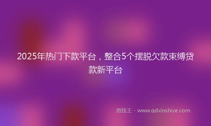 2025年热门下款平台，整合5个摆脱欠款束缚贷款新平台