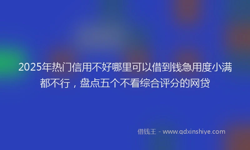 2025年热门信用不好哪里可以借到钱急用度小满都不行，盘点五个不看综合评分的网贷