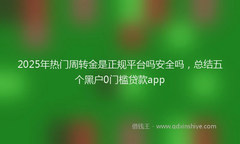 2025年热门周转金是正规平台吗安全吗，总结五个黑户0门槛贷款app