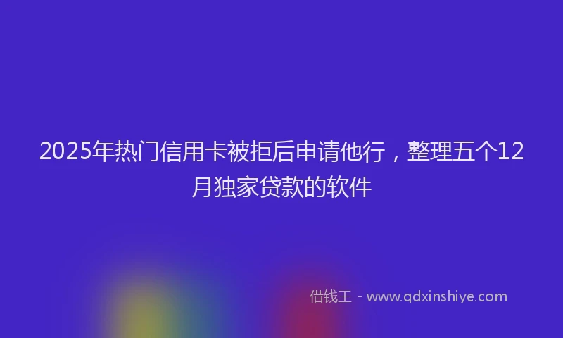 2025年热门信用卡被拒后申请他行，整理五个12月独家贷款的软件