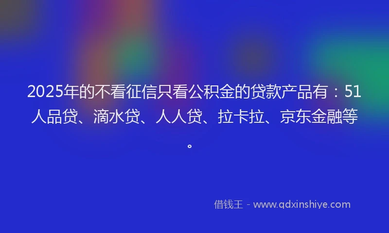 2025年的不看征信只看公积金的贷款产品有：51人品贷、滴水贷、人人贷、拉卡拉、京东金融等。