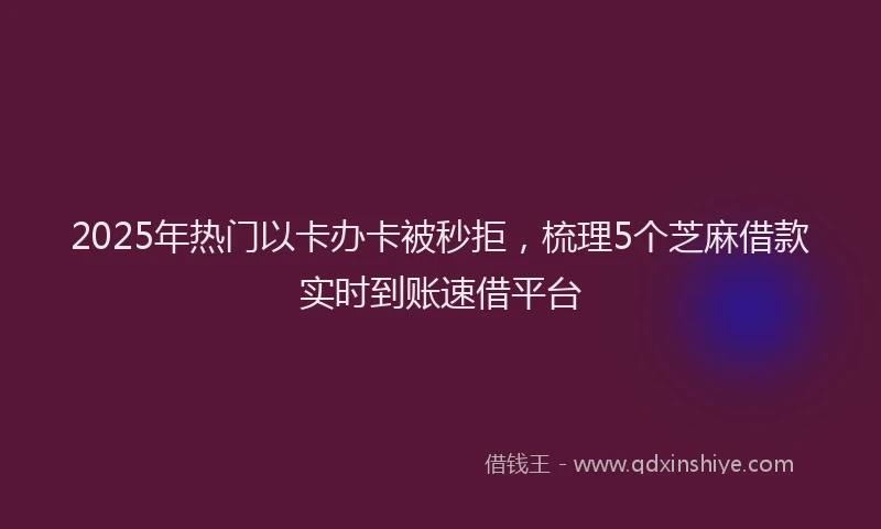 2025年热门以卡办卡被秒拒，梳理5个芝麻借款实时到账速借平台