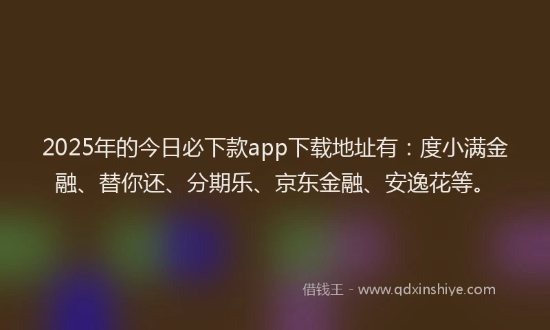 2025年的今日必下款app下载地址有：度小满金融、替你还、分期乐、京东金融、安逸花等。