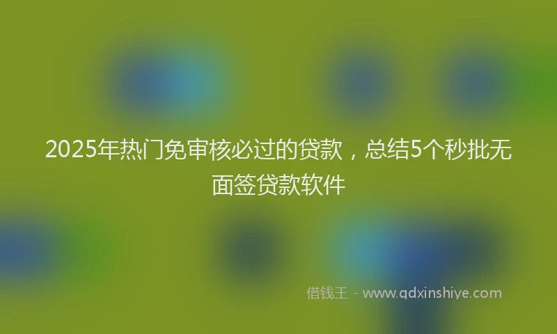 2025年热门免审核必过的贷款，总结5个秒批无面签贷款软件