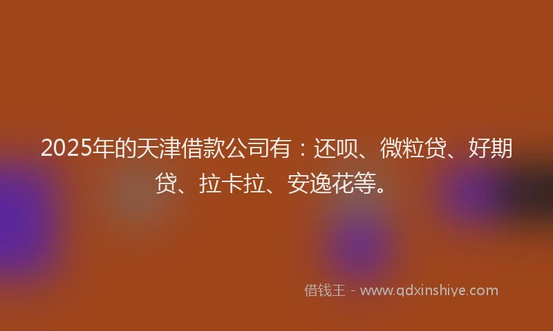 2025年的天津借款公司有：还呗、微粒贷、好期贷、拉卡拉、安逸花等。