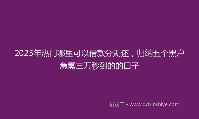 2025年热门哪里可以借款分期还，归纳五个黑户急需三万秒到的的口子