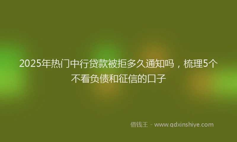 2025年热门中行贷款被拒多久通知吗，梳理5个不看负债和征信的口子