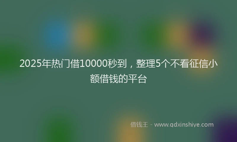 2025年热门借10000秒到，整理5个不看征信小额借钱的平台