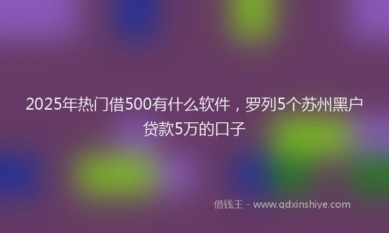 2025年热门借500有什么软件，罗列5个苏州黑户贷款5万的口子