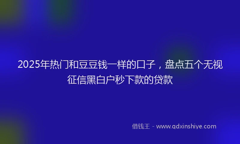 2025年热门和豆豆钱一样的口子，盘点五个无视征信黑白户秒下款的贷款