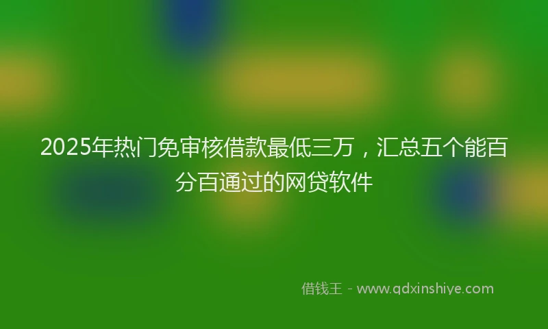2025年热门免审核借款最低三万，汇总五个能百分百通过的网贷软件