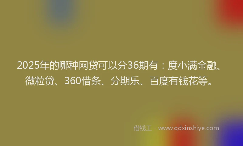 2025年的哪种网贷可以分36期有：度小满金融、微粒贷、360借条、分期乐、百度有钱花等。