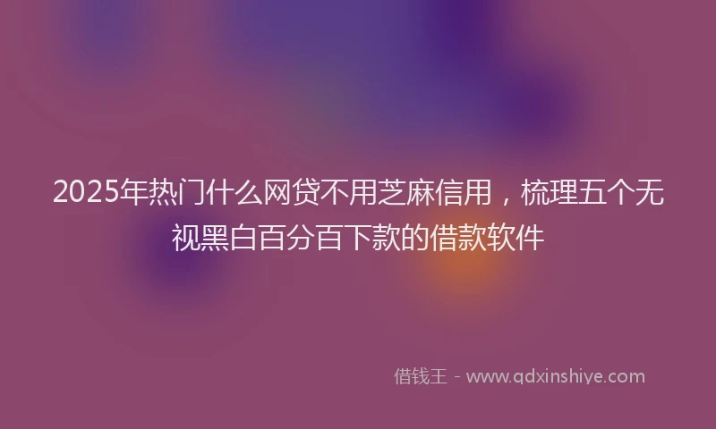 2025年热门什么网贷不用芝麻信用，梳理五个无视黑白百分百下款的借款软件