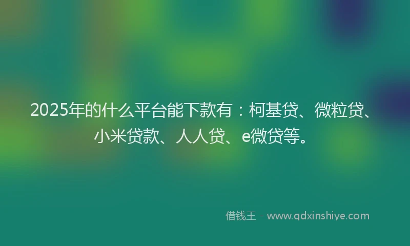 2025年的什么平台能下款有：柯基贷、微粒贷、小米贷款、人人贷、e微贷等。