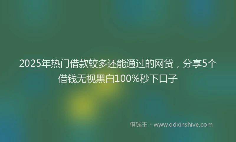 2025年热门借款较多还能通过的网贷，分享5个借钱无视黑白100%秒下口子