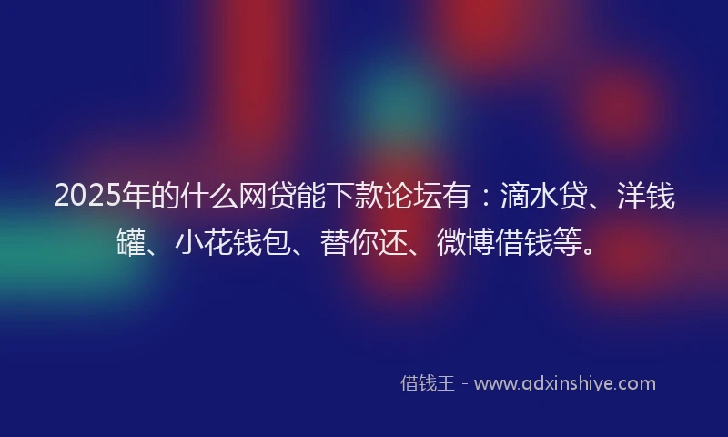 2025年的什么网贷能下款论坛有：滴水贷、洋钱罐、小花钱包、替你还、微博借钱等。