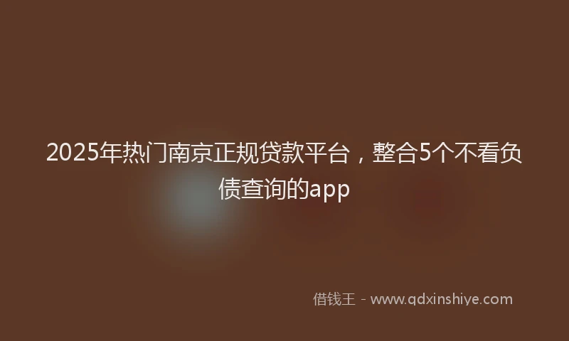2025年热门南京正规贷款平台，整合5个不看负债查询的app