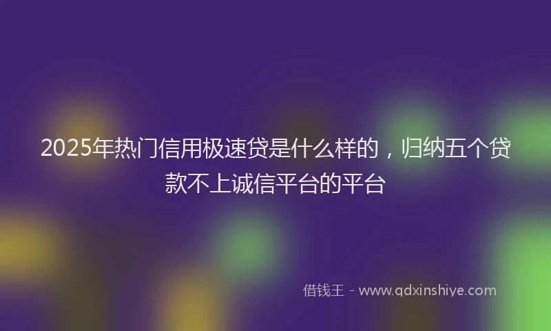 2025年热门信用极速贷是什么样的，归纳五个贷款不上诚信平台的平台