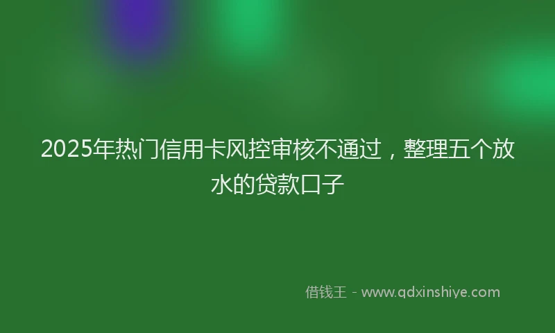 2025年热门信用卡风控审核不通过，整理五个放水的贷款口子