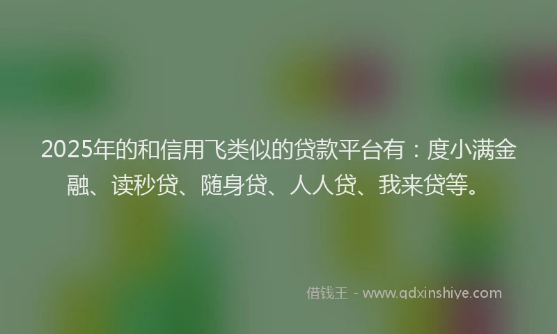 2025年的和信用飞类似的贷款平台有：度小满金融、读秒贷、随身贷、人人贷、我来贷等。