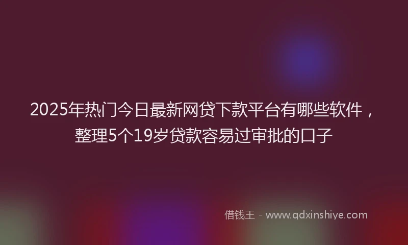 2025年热门今日最新网贷下款平台有哪些软件，整理5个19岁贷款容易过审批的口子