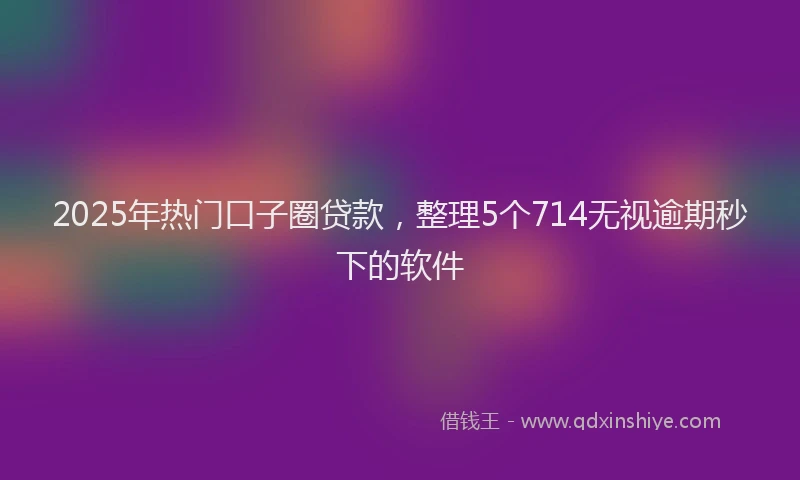 2025年热门口子圈贷款，整理5个714无视逾期秒下的软件