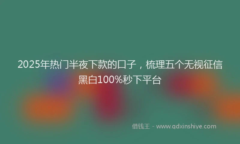 2025年热门半夜下款的口子，梳理五个无视征信黑白100%秒下平台