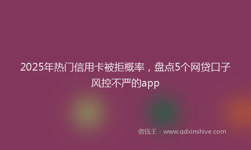 2025年热门信用卡被拒概率，盘点5个网贷口子风控不严的app