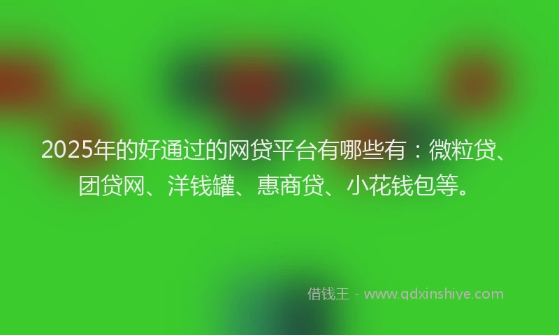 2025年的好通过的网贷平台有哪些有：微粒贷、团贷网、洋钱罐、惠商贷、小花钱包等。