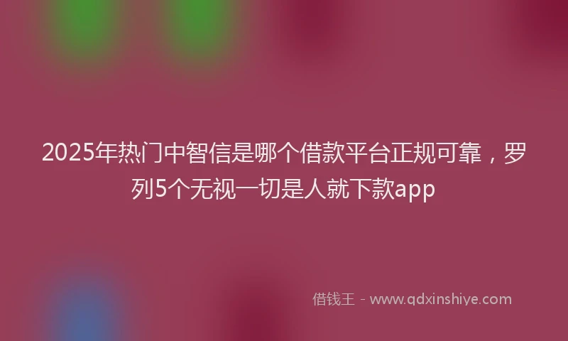 2025年热门中智信是哪个借款平台正规可靠，罗列5个无视一切是人就下款app