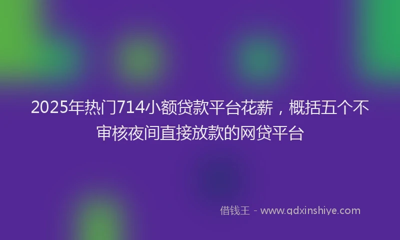2025年热门714小额贷款平台花薪，概括五个不审核夜间直接放款的网贷平台